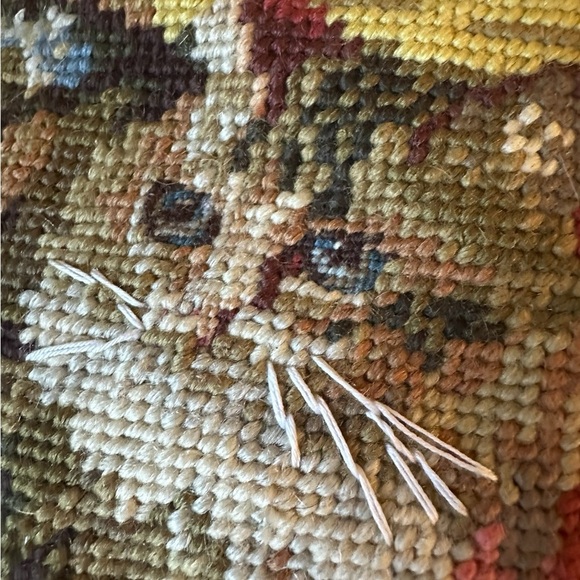 Set Of 2 Kittens Cat Tapestry Pillows 12x13” Decorative Needlepoint Vintage - Picture 10 of 11